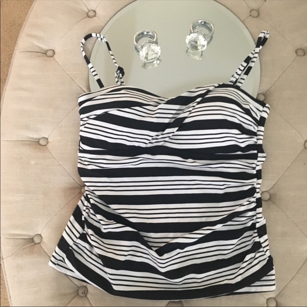 Black White Catalina Tankini Top
